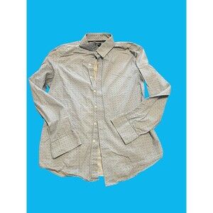 Apt 9 Flex Men's Medium Slim Fit Button Down Shirt Blue Check Long Sleeve EUC